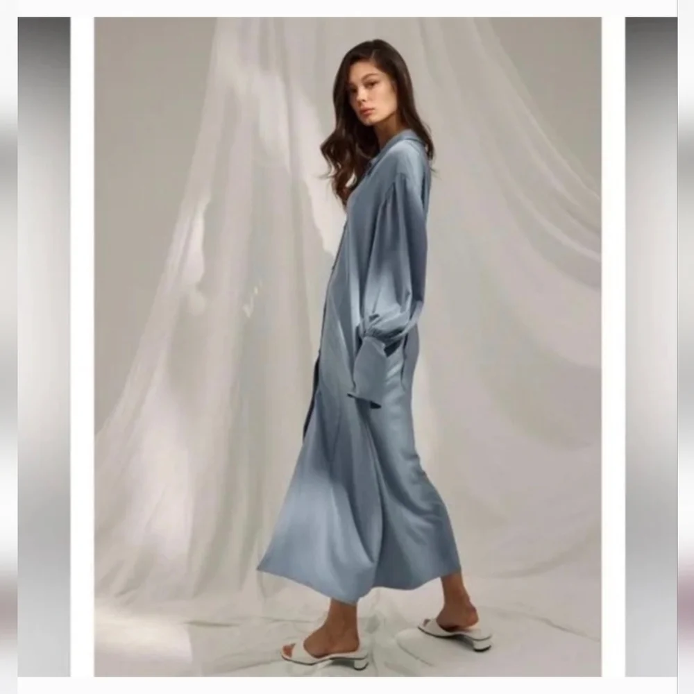 Nap Drape Shirt Robe Loungewear Dress - Size L